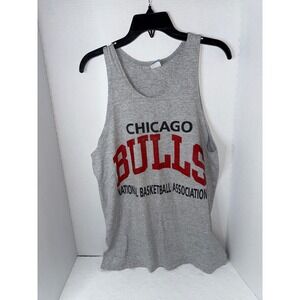 Vintage USA Chicago Bulls NBA Tank Top The Game Gray Sleeveless Mens Large